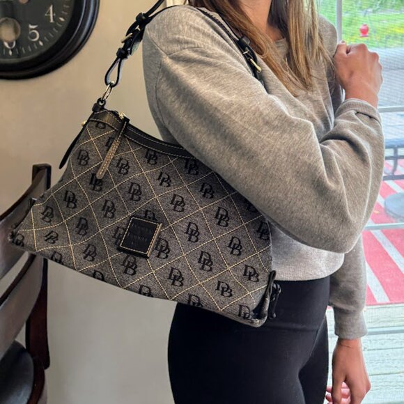 Dooney & Bourke Vintage small East/West Slouch black DB Signature Shoulder bag - Picture 5 of 16